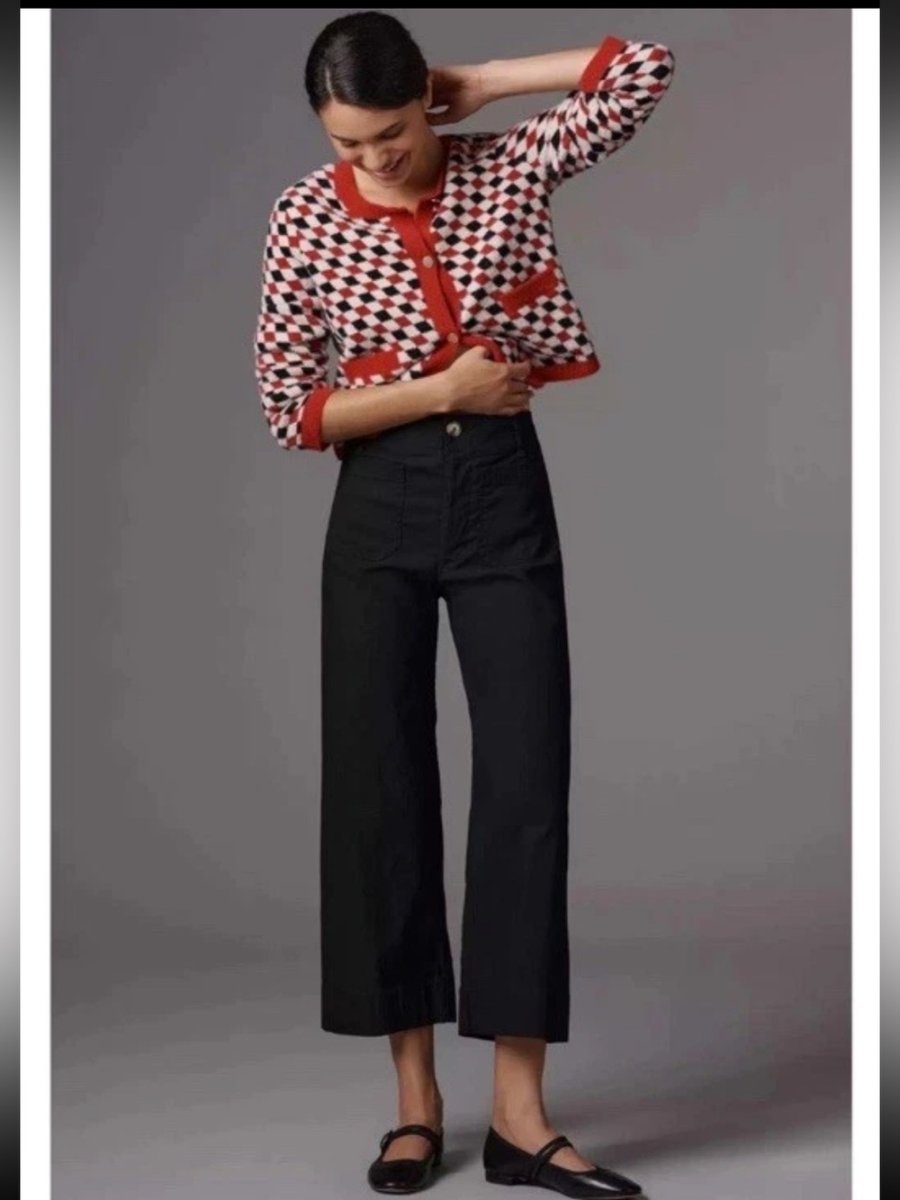 Maeve The Colette Black High-Rise Wide-Leg Pants in Magic Fabric size 34